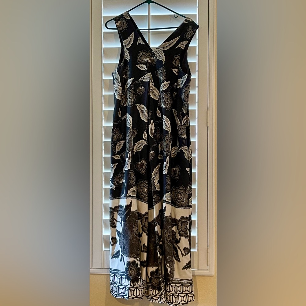 Anthropologie Black and White Sleeveless V-Neck Sundress